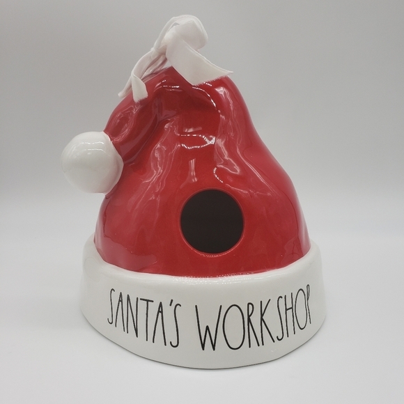 1194- Rae Dunn Artisan Collection Santa's Workshop Santa Hat Bird House NWT - Picture 2 of 6